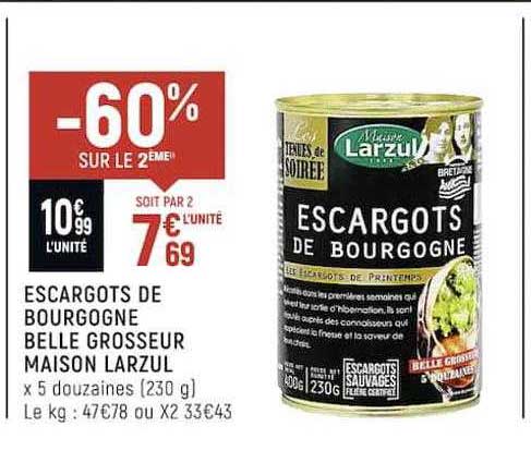 escargots de bourgogne belle grosseur maison larzul