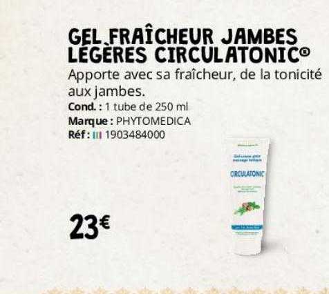 gel fraîcheur jambes légères circulatonic phytomedica