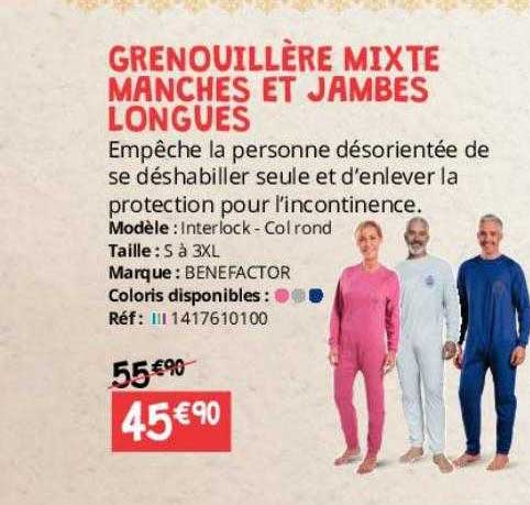 grenouillère mixte manches et jambes longues benfactor