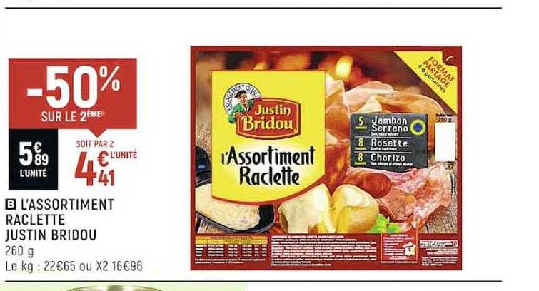 l'assortiment raclette justin bridou