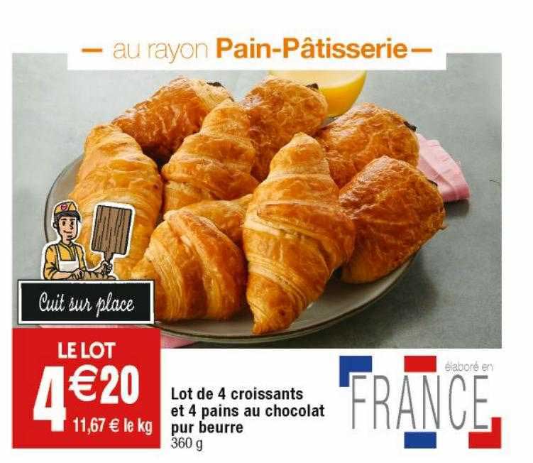 Lot De 4 Croissants Et 4 Pains Au Chocolat Pur Beurre