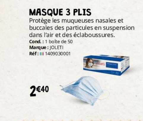 masque 3 plis joleti