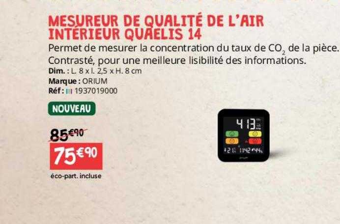 mesureur de qualité de l'air intérieur quaelis 14 orium