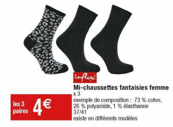 mi-chaussettes fantaisies femme influx