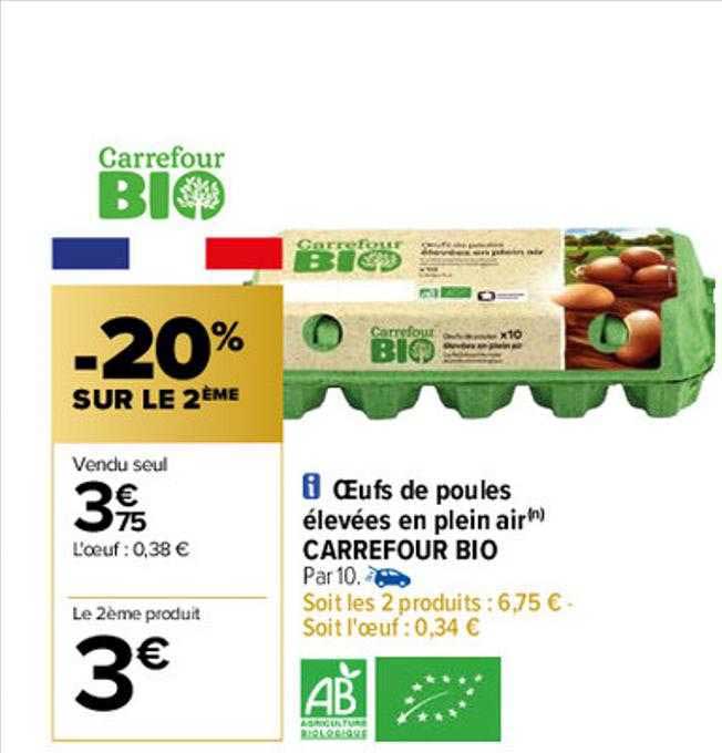 œufs de poules élevées en plein air carrefour bio