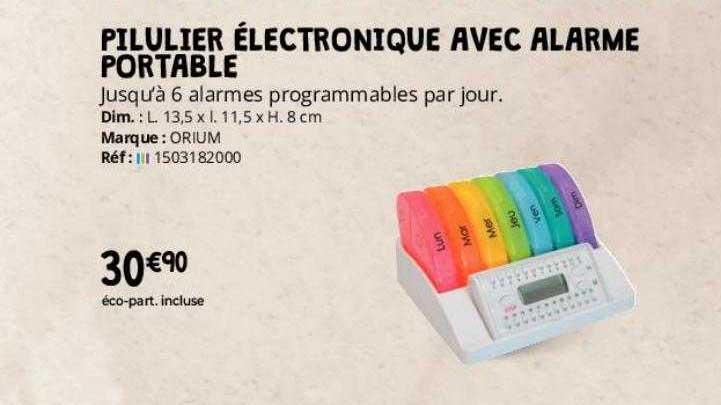pilulier électronique avec alarme portable orium