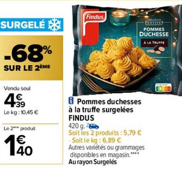 pommes duchesses à la truffe surgelées findus
