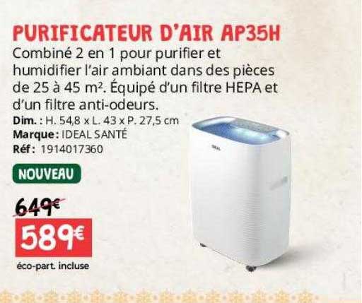 purificateur d'air ap35h idéal santé