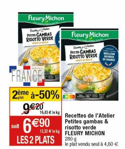 recettes de l'atelier petites gambas & risotto verde fleury michon