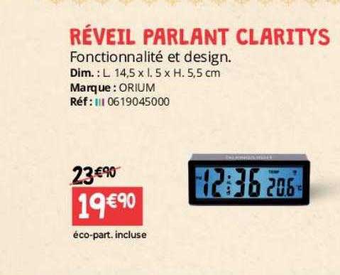 réveil parlant claritys orium