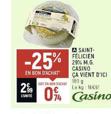 saint-félicien 29% m.g. casinio ça vient d'ici