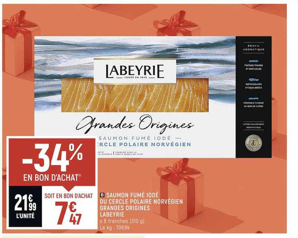 saumon fumé iodé du cercle polaire norvégien grandes origines labeyrie