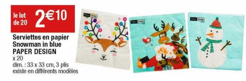 Serviettes En Papier Snowman In Blue Paper Design