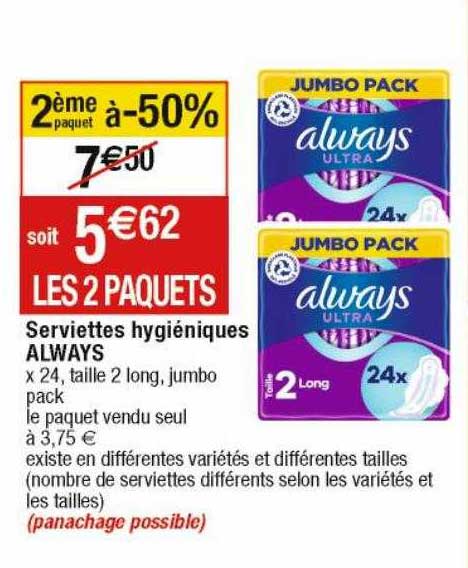 serviettes hygiéniques always