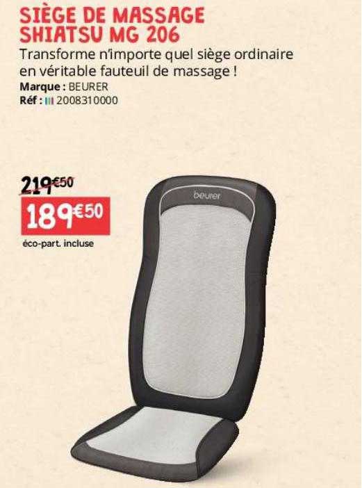 siège de massage shiatsu mg 206 beurer