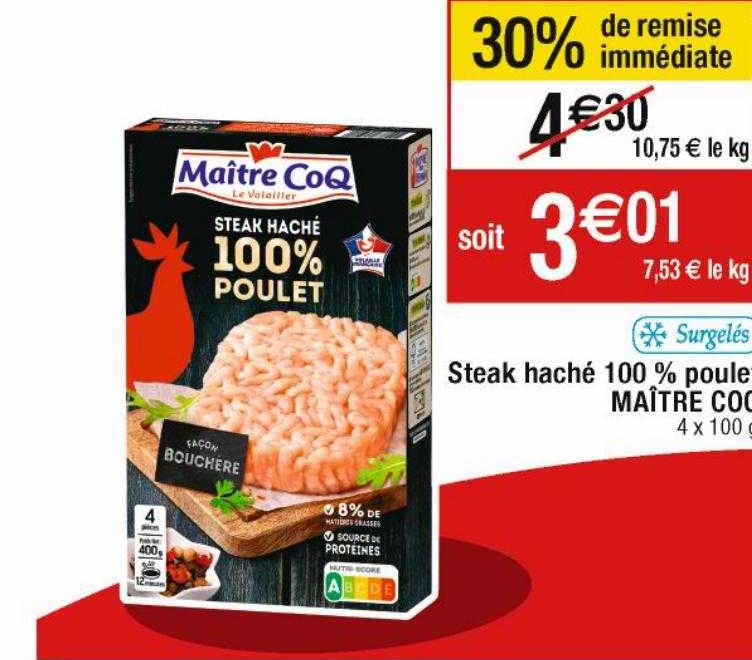 steak haché 100% poulet maître coq