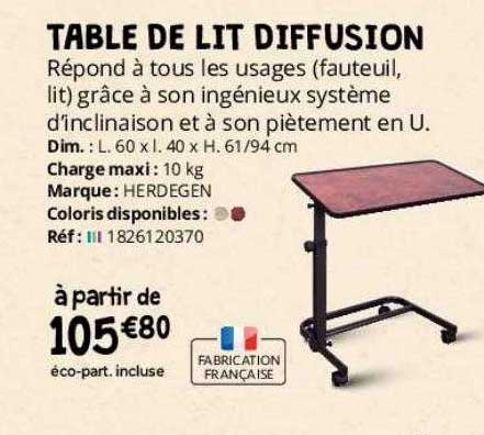 table de lit diffusion herdegen