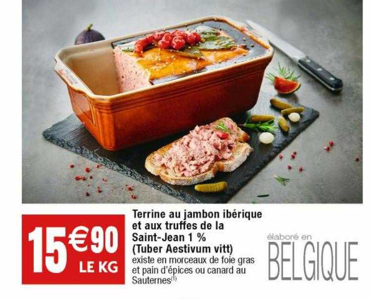 terrine au jambon ibérique et aux truffes de la saint-jean 1% (tuber aestivum vitt)
