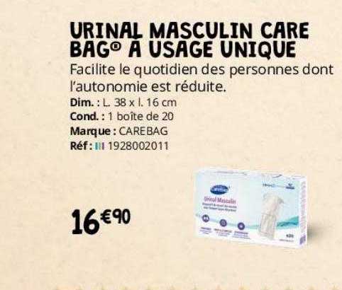 urinal masculin care bag à usage unique carebag