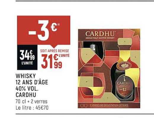 whisky 12 ans d'âge 40% vol. cardhu
