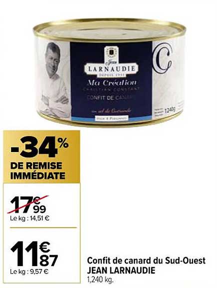confit de canard du sud-ouest jean larnaudie