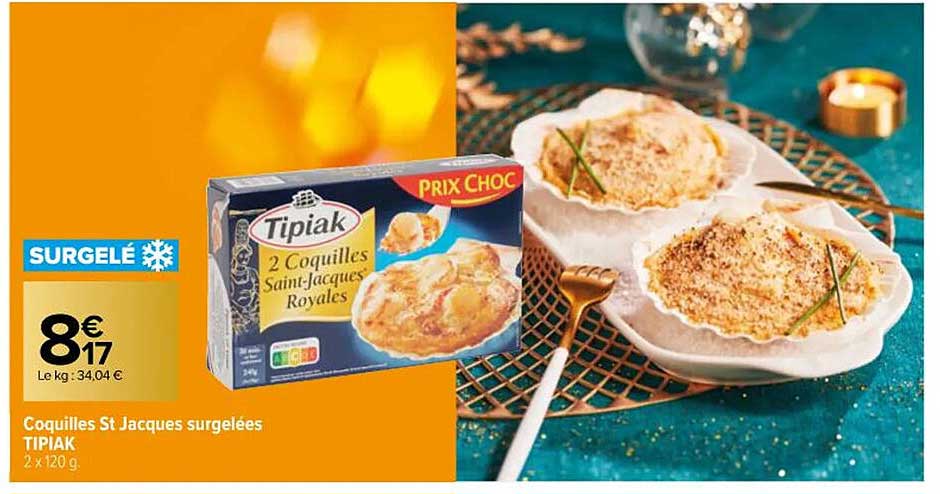 coquilles st jacques surgelées tipiak