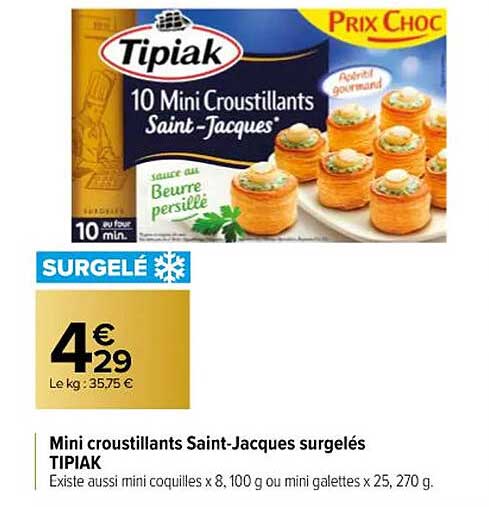 mini croustillants saint-jacques surgelés tipiak