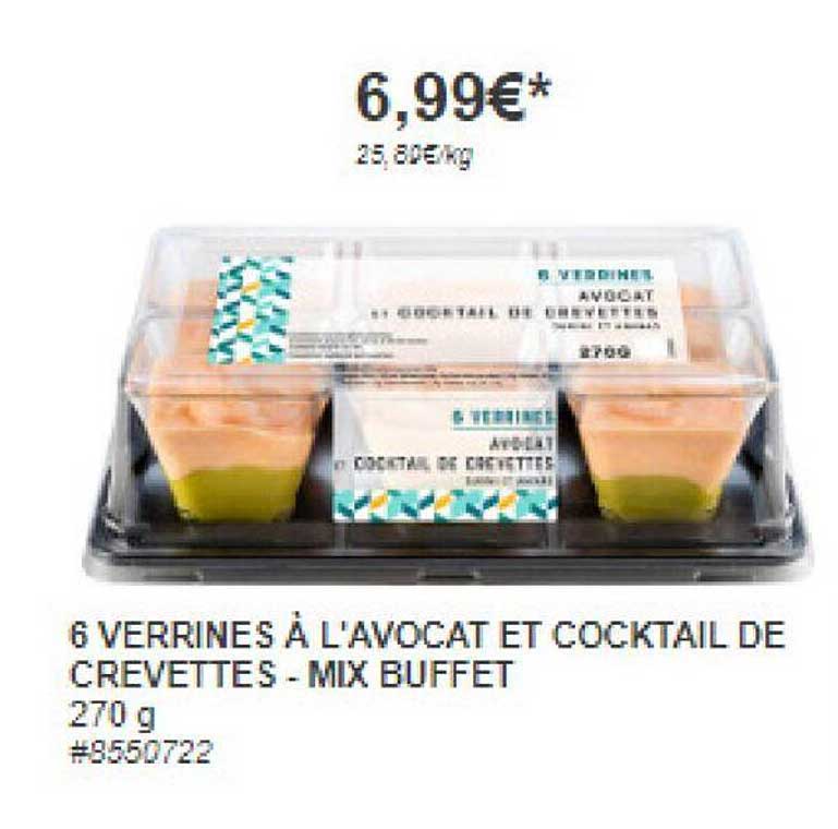 6 verrines à l'avocat et cocktail de crevettes - mix buffet
