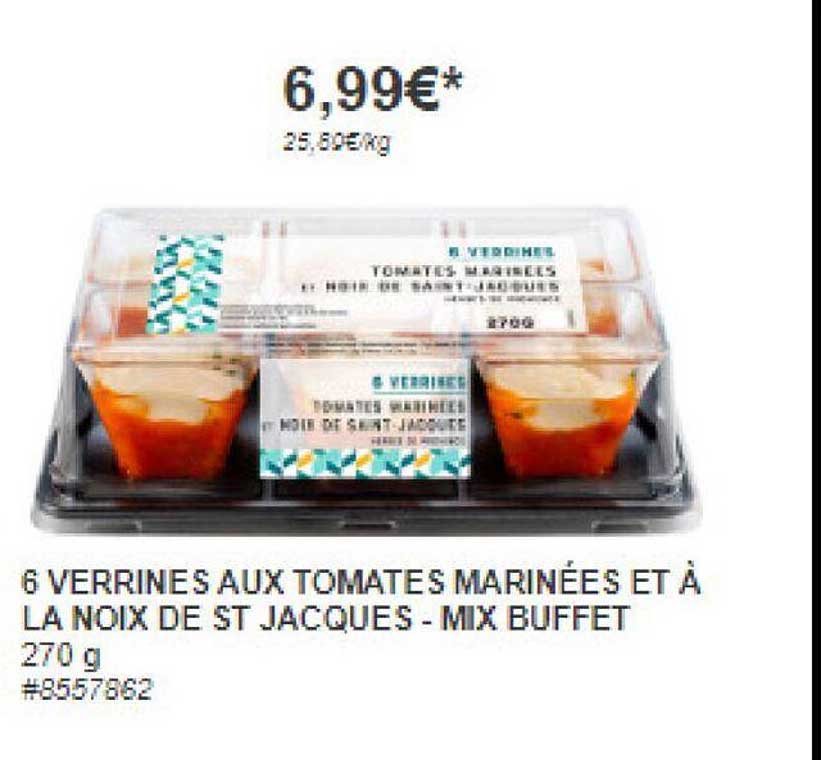 6 verrines aux tomates marinées et à la noix de st jacques - mix buffet