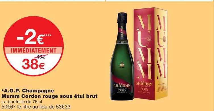 a.o.p. champagne mumm cordon rouge sous étui brut