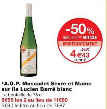 a.o.p. muscadet sèvre et maine sur lie lucien barré blanc