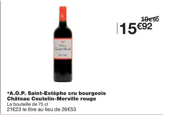 a.o.p. saint-estèphe cru bourgeois château coutelin-merville rouge