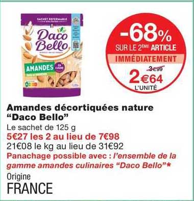 amandes décortiquées nature "daco bello"