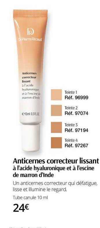 anticernes correcteur lissant à l'acide hyaluronique et à l'escine de marron d'inde