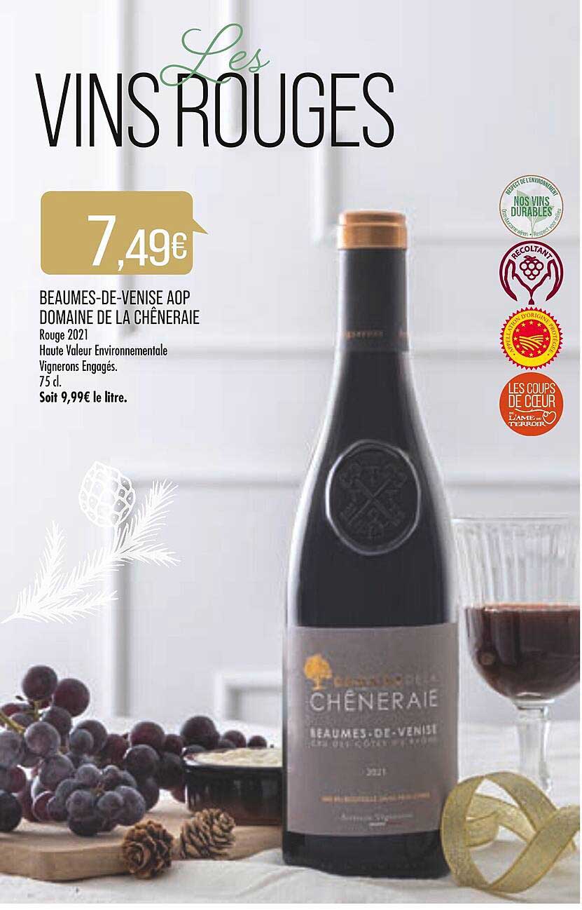beaumes-de-venise aop domaine de la chêneraie rouge 2021