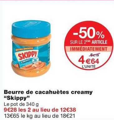 beurre de cacahuètes creamy "skippy"