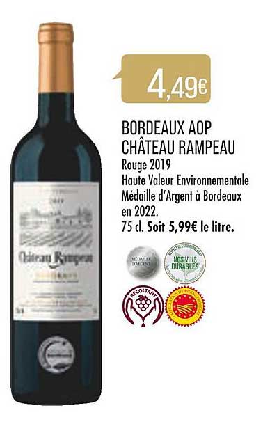 bordeaux aop château rampeau rouge 2019