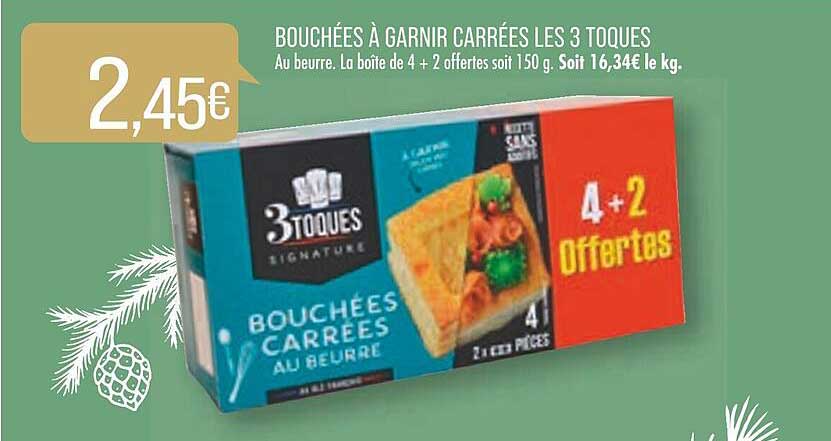 bouchées à garnir carrées les 3 toques