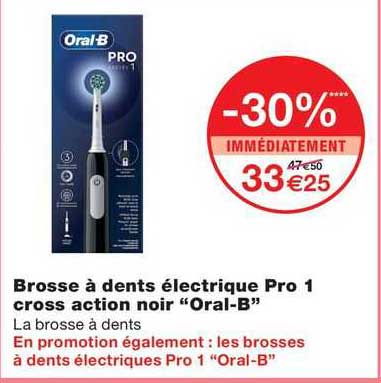 brosse à dents électrique pro 1 cross action noir "oral-b"