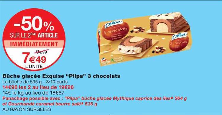 bûche glacée exquise "pilpa" 3 chocolats
