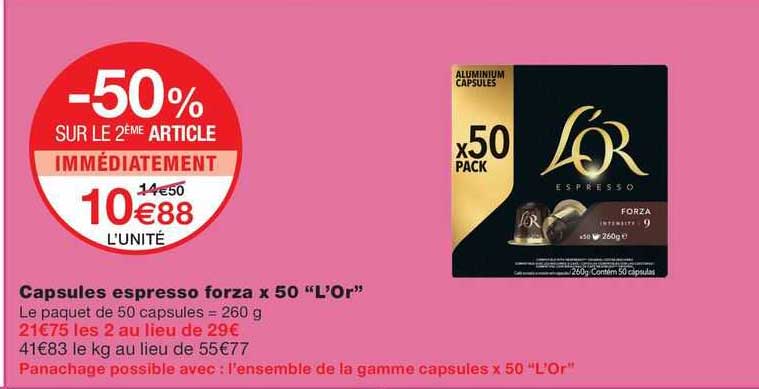 Capsules Espresso Forza X 50 "l'or"