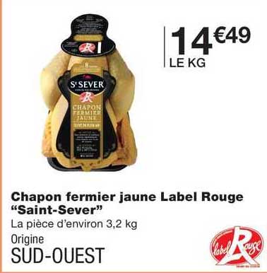chapon fermier jaune label rouge "saint-sever"