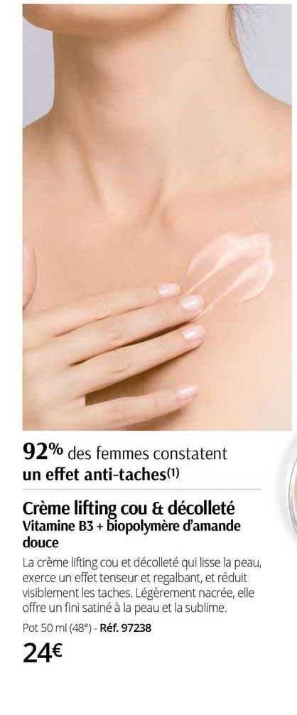Crème Lifting Cou & Décolleté Vitamine B3 + Biopolymère D'amande Douce