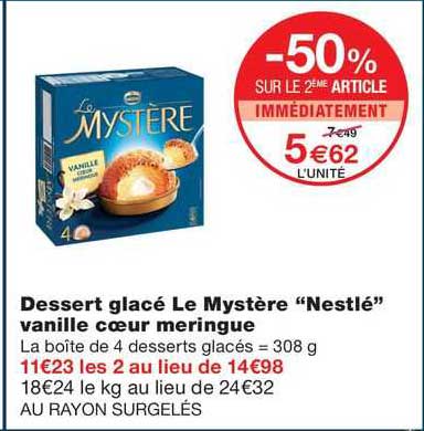 Dessert Glacé Le Mystère "nestlé" Vanille Cœur Meringue