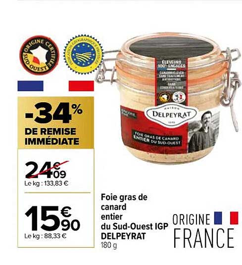 foie gras de canard entier du sud-ouest igp delpeyrat