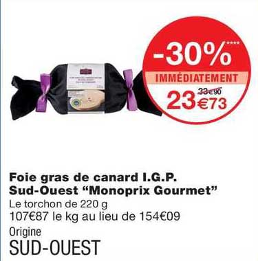 foie gras de canard i.g.p. sud-ouest "monoprix gourmet"