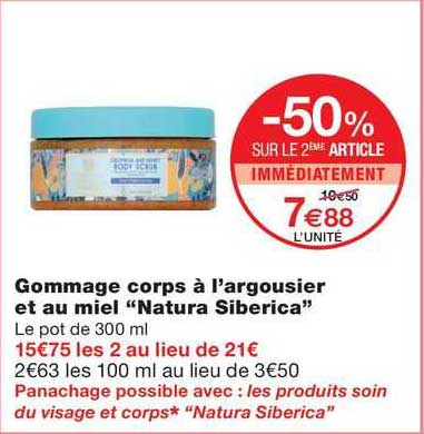 gommage corps à l'argousier et au miel "natura siberica"