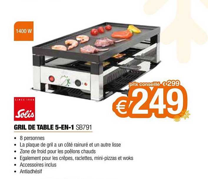 gril de table 5-en-1 solis