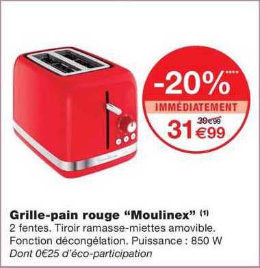 grille-pain rouge "moulinex"