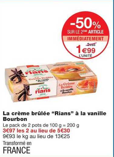 la crème brûlée "rians" à la vanille bourbon